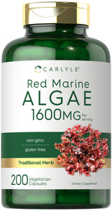 Carlyle Red Marine Algae 1600mg | 200 Capsules | Vegetarian Supplement | Non-GMO, Gluten Free