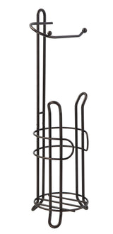 SunnyPoint Freestanding Toilet Paper Holder with Storage – Holds 3 Spare Rolls, Heavy-Duty Steel, Oil Bronze Finish, Easy Assembly, Space-Saving Bathroom Organizer
