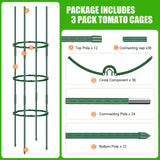 POILKMNI 3 Pack Tomato Cage for Garden - 59'' Tall Plant Support Heavy-Duty Tomato Trellis, Adjustable Garden Trellis for Climbing Plants Vines Vegetables Flowers Cucumber Peony Plant Cage
