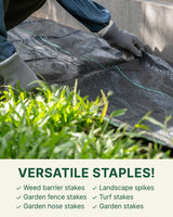 DAIM Flip-Washer Staples, Garden Stakes, 6" Metal Landscape Staples, Yard Stake for Gardening, Ground Spikes & Landscape Pins, Metal Garden Stakes for Plants, Landscaping Pins & Turf Nails, 100PCS