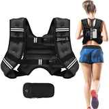 BAGAIL Weighted Vest, 5lbs/10lbs/12lbs/15lbs/20lbs/25lbs/30lbs Weight Vest with Detachable Phone Pouch, Rucking Vest for Women, Men, Walking, Weight Loss, Training, Running