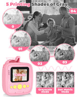 YTETCN Instant Print Camera for Kids 3-12 Years - Kids Camera with 32G SD Card & 3 Rolls Paper, 48MP Photo & 1080P Video, Christmas Birthday Gifts for Toddler Girls Boys