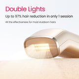 Dual Lights 100W, Quadruple-Pulse IPL Laser Hair Removal, Comfort 16.6 cm² Sapphire Ice-Cooling 35°F, PHR Mode for Stubborn Hair, Effective, Hair Removal Device for Women and Men (Light Champagne)