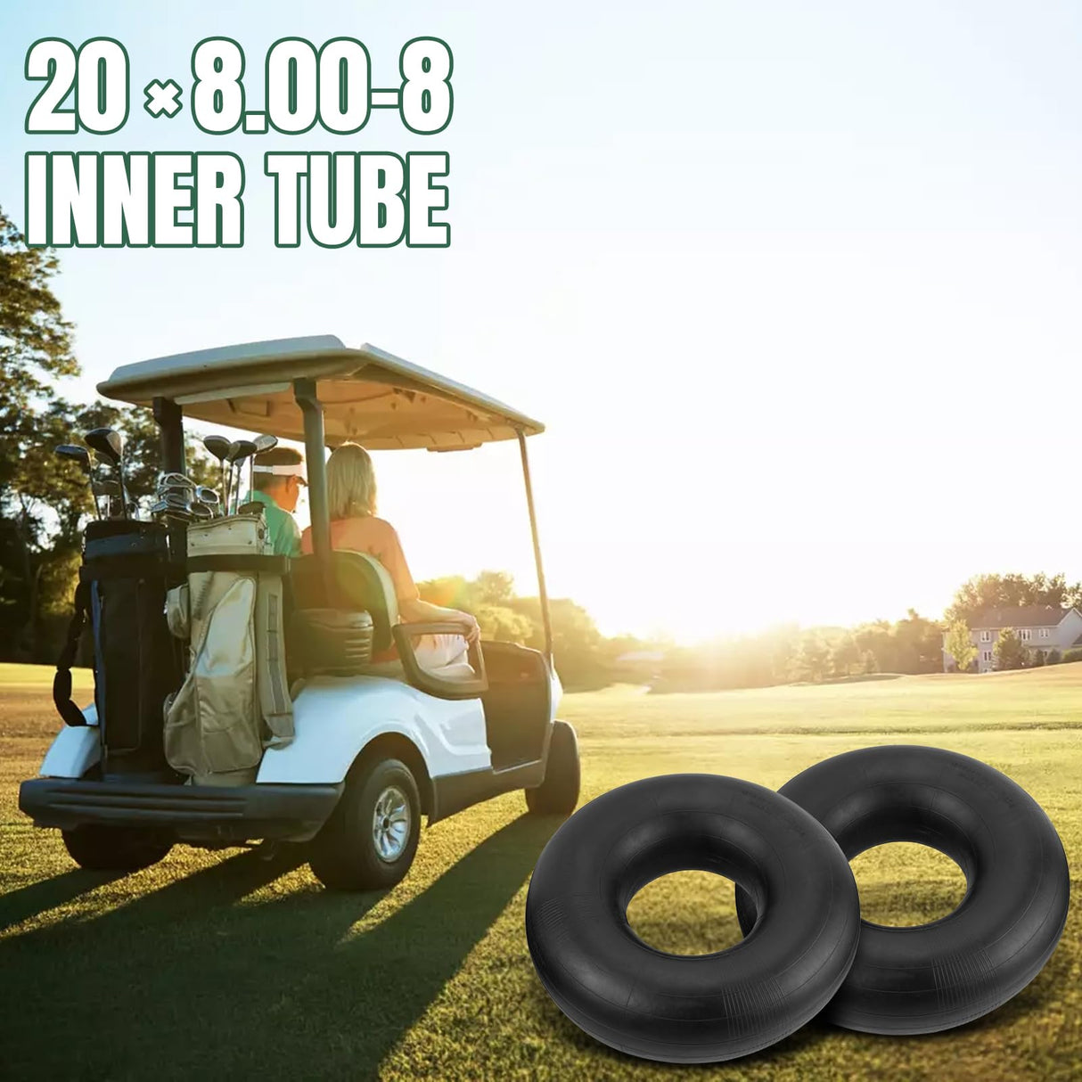 NIGOOLATA 20x8.00-8 Inner Tube with Straight Valve Stem (2-Pack)