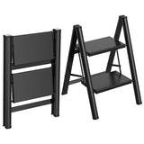 HBTower Step Ladder,Lightweight Aluminum Folding Step Stool with Anti-Slip Wide Pedal,330lbs Capacity Step Ladder for Household,Kitchen,Office - Black