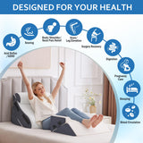 Ahpmeoa 5Pcs Orthopedic Bed Wedge Pillow Set for After Surgery, Adjustable Wedge Pillow for Acid Reflux Relief, Bed Wedge Pillow Post Surgery, Memory Foam Wedge Pillows for Sleeping, White/Grey