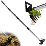 Upgraded Weed Puller Tool with Long Handle, 56" Manual Weeder Remover Tool, 2 in 1 Hand Weed Rake Garden Hoe for Gardening, Heavy Duty Uprooting Weeding Pull for Lawn, Yard, Patio Garden