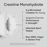 Sports Research Creatine Monohydrate - Gain Lean Muscle, Improve Performance and Strength and Support Workout Recovery - 5 g Micronized Creatine - 10.58 oz