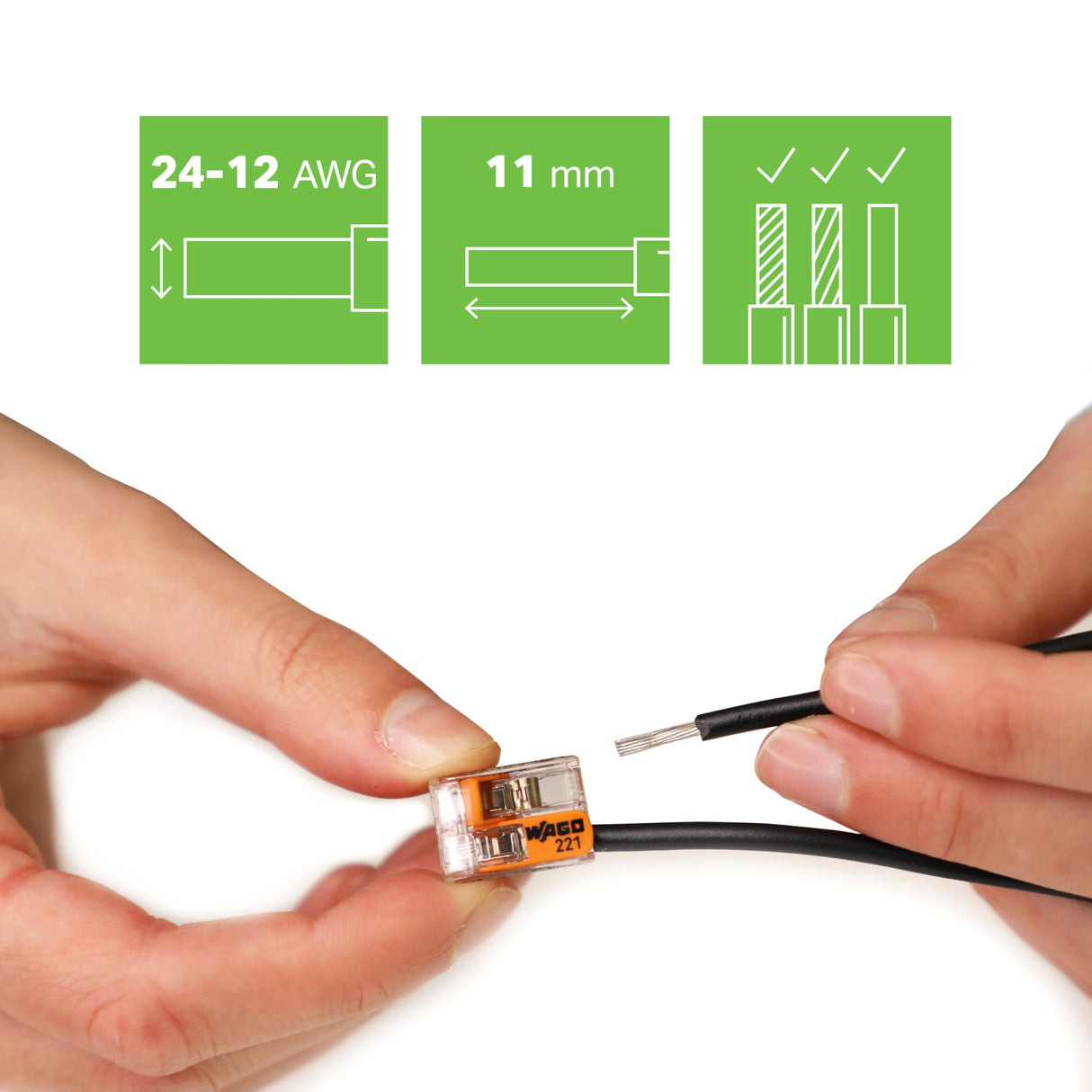 Wago 221-412 Lever-Nuts 2 Conductor Compact Connectors 100 PK