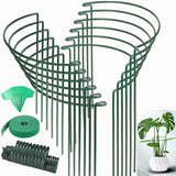 12 Pack Plant Support Stakes, Size 10"x16", Come with 15 Pcs Plant Labels, 20 Pcs Plant Clips, 7ft Plant Ties, Metal Garden Peony Cages and Supports for Potted Plants Tomato Hydrangea
