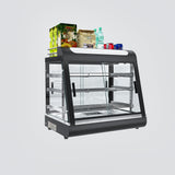 27 inch Countertop Food Warmer Display Case, 3-Tier Commercial Food Warmers with Top Rack for Milk/Bottles for Pizza/Pretzel, 3-Color Lighting, w/Thermometer for Cafeteria Kitchen Restaurant