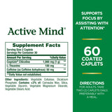 Nature's Bounty Active Mind Dietary Supplement, Supports Focus and Attention, 1000 mg Cognizin with L-Theanine and Caffeine Pills, 60 Caplets