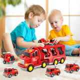 Bennol 5-in-1 Fire Trucks Toy Set for Boys Age 1-3 3-5, Fire Car Truck for Toddlers 1 2 3 4 5 6 Years Old, Christmas Birthday Gift Car Sets with Light Sound