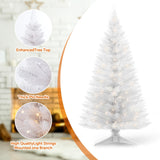 Santanelo 4ft Lighted Artificial White Christmas Tree with Light, Small Artificial Xmas Tree, Not Pre-lit White Pine mini Trees with Lights for Home, Office, and Xmas Party Décor