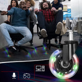 Hivexagon Office Chair Caster with RGB Color Changing Lights Set of 5 Rubber Replacement, Heavy Duty Universal Quiet Rolling Casters Fit Standard Office Chair for Hardwood Floors, Tiles and Carpet