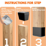 Rectangle Chair Leg Protectors for Hardwood Floors,16 PCS Silicone Covers to Protect Wood Tile Floors Felt Pads Furniture Leg Caps Reduce Noise. Easy to Move.(Black,0.5 x 1.5 Inch,Rectangular)