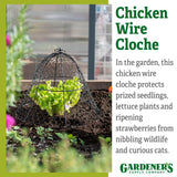 Gardener’s Supply Company Sturdy Chicken Wire Cloche Plant Protector Cover | Sturdy Metal Cage Garden Protection for Your Plants & Seedlings | 16" in Diameter x 12-1/2" H - Black