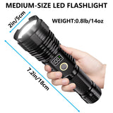 CHILDBOT Flashlights High Lumens Rechargeable, 10000LM LED Super Bright Flash Light, Zoomable Linternas with LCD Digital Display, 5 Mode, Waterproof, Powerful Tactical Flashlight for (Dark Black)