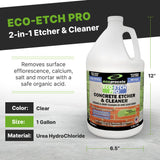 Eco Etch Pro Concrete Cleaner & Etcher Dissolver - Efflorescence, Rust & Dirt Remover from Brick, Driveway, Garage - Gentle Substitute for Citric & Muriatic Acid - Non-Toxic & Safe - 1 Gallon