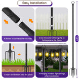 zoegi 4 Pack 10Ft String Light Poles,Light Poles for Outside Lights with Fork,Outdoor Brackets Hanging Lights,Metal Stand for Deck Patio,Backyard,Wedding,Deck,Party (4Pack)