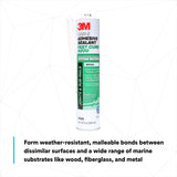3M Marine Adhesive Sealant Fast Cure 4200 (06560) – Semi-Permanent Flexible Adhesive Sealant for Boats and RVs, White, Flexible Bonds, Underwater-Safe, 295 mL Cartridge