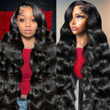 32 Inch 13x6 Body Wave Lace Front Wigs Human Hair 200 Density HD Transparent Lace Front Wigs Human Hair Glueless wig for Women Body Wave Wig Pre Plucked with Baby Hair Lace Frontal Wig Natural Black