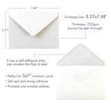 PONATIA 50 PCS/Pack 80lb Thick A7 Envelopes, 5.27 x 7.48'' Sparkle Ivory Heavy Duty Envelopes, Perfect for 5x7 Envelope Wedding Invitation Cards, Christmas Gift Cards, Acrylic Invitations, Photos