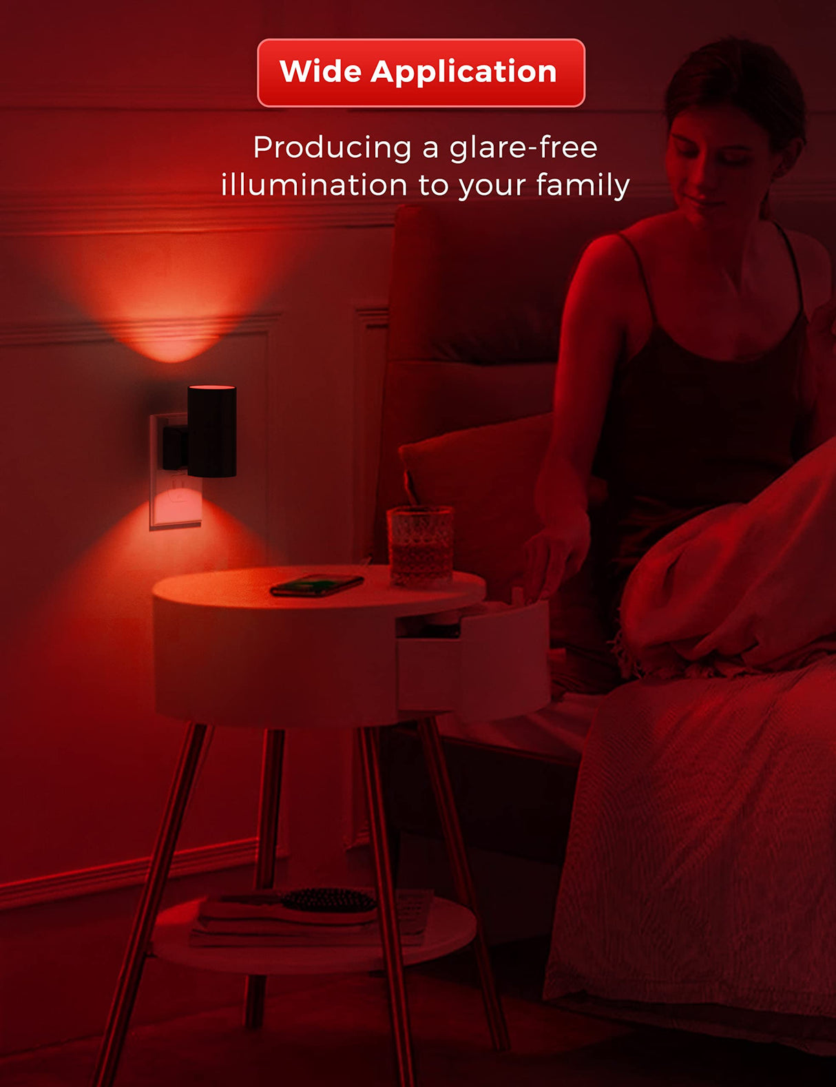 L LOHAS LED Red Night Light, Night Lights Plug into Wall, LED Night Lights with Light Sensor, Sleep Aid Red, Dimmable Night Light for Christmas, Holiday Decor, Hallway, Bedroom, 2 Pack