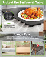 Food Warming Mat Electric Tray: YTLAD Silicone Heating Pad with 6 Level Adjustable Temperature and 5 Hours Timer & Family Lock, Foldable Food Warmers for Parties, Daily Use (Black, 25.6" x 15.55")