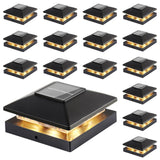 Solar Post Cap Lights Outdoor 16-Pack, Black Waterproof Solar Powered Deck Fence Lights Fit 4x4 Wood/Vinyl Posts, Bright Warm White for Patio, Porch