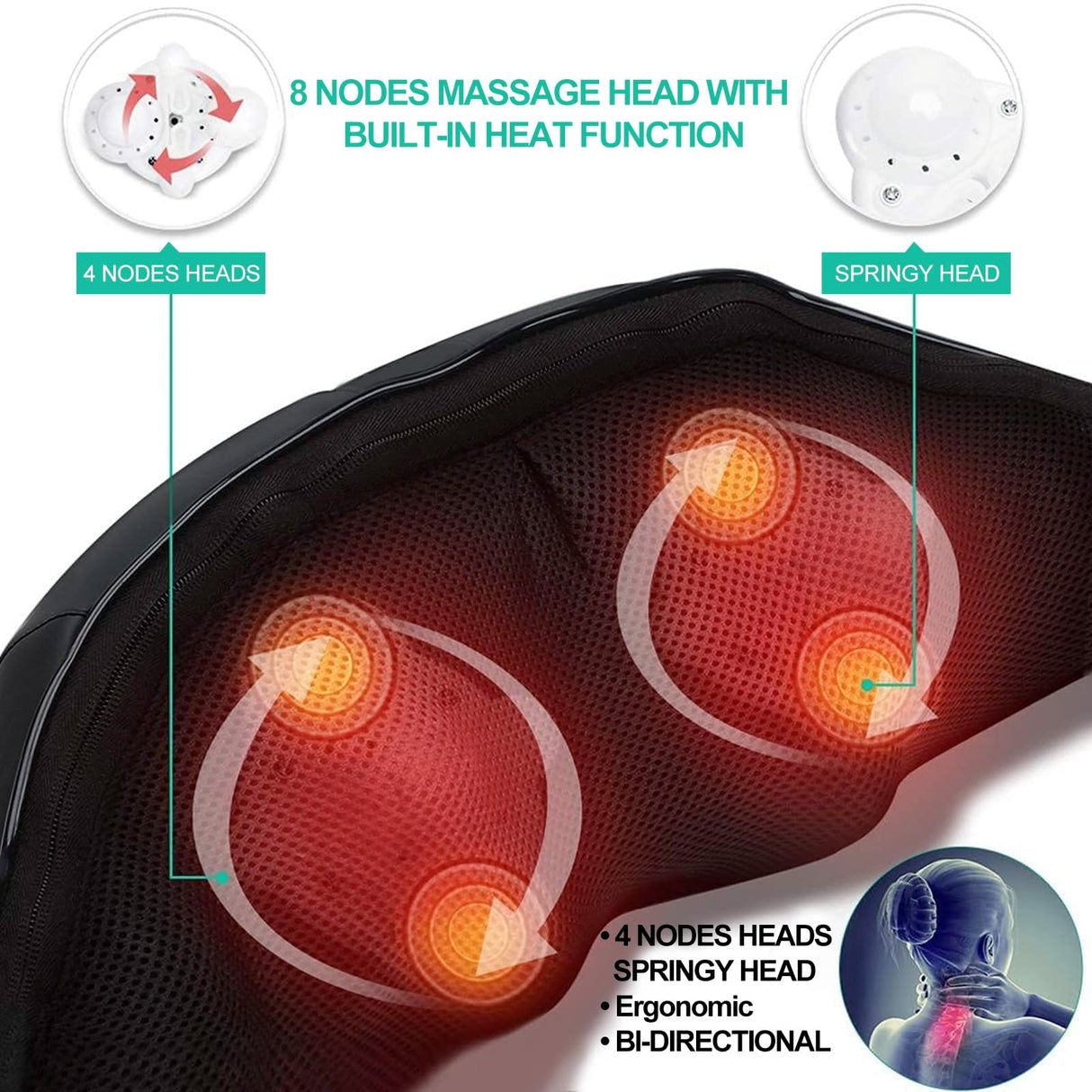 Medcursor Neck Massager, FSA or HSA Eligible, Electric Neck and Back Massager with Heat, Portable Deep Tissue 3D Kneading Pillow for Muscle Pain Relief, Mothers Day Gifts (NOT Cordless)