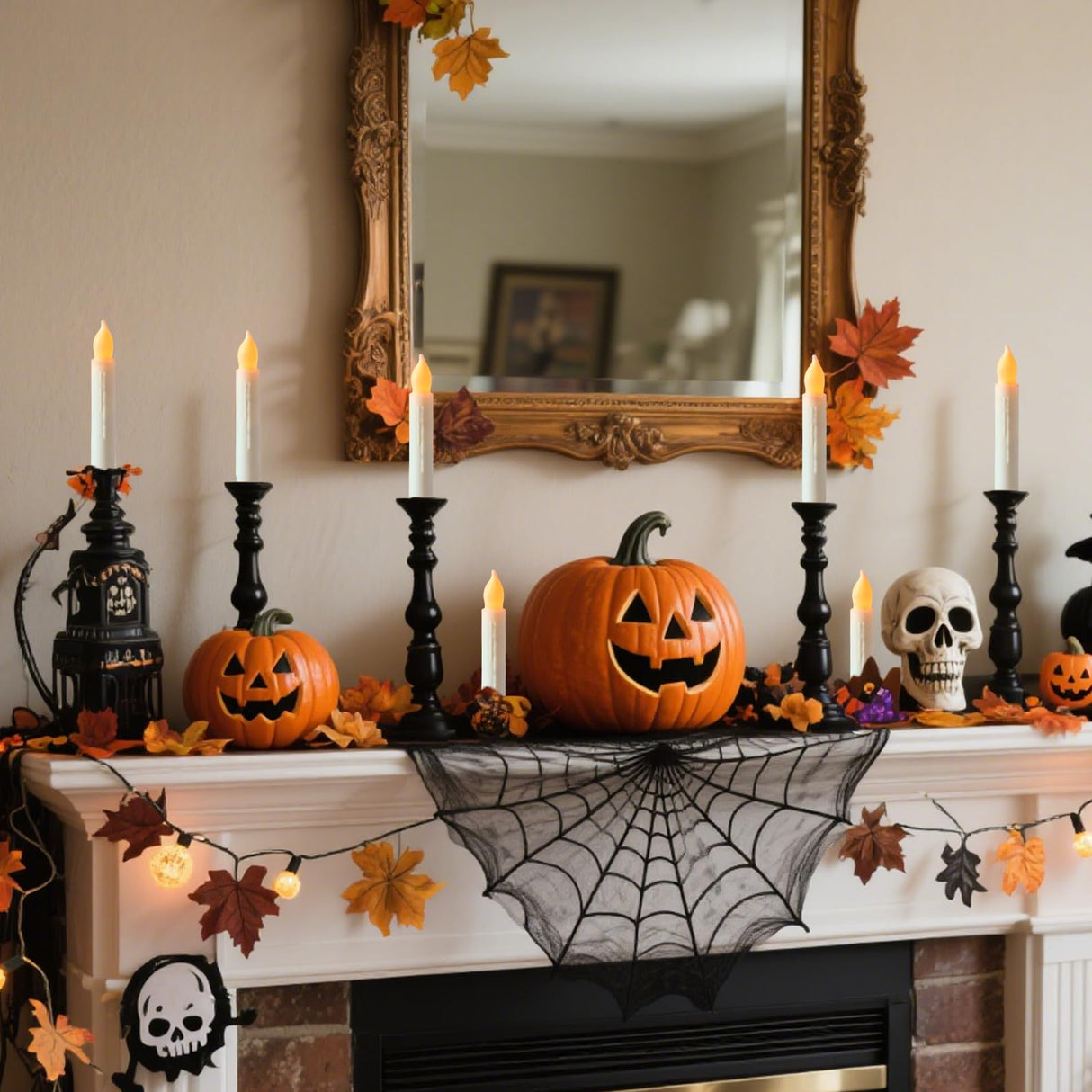 MUMCHASI 24 Packs Flameless Taper Candles Battery Operated Candlestickes Electric LED Candles Flickering Christmas Candlesticks Warm Yellow Light Halloween Fall Decor H: 6 inches No Remote