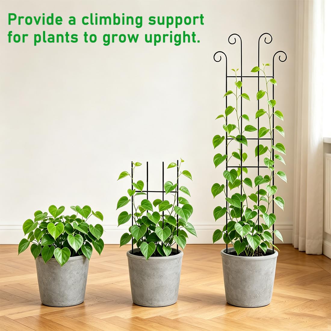 32.6inch Plant Trellis for Pot Climbing Plants Indoors & Outdoor, Garden Trellis for Potted Plants, Rust-Proof Metal Sturdy Yet Gentle Climbing Stakes Support for Ivy Pothos Hoya Monstera (4pcs)