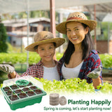 Halatool 4 Pack Seed Starter Tray with 50 PCS Peat Pellets, 48 Cells Green Seeding Starter Trays for Organic Seed Starter Soil Pods for Planting Vegetables Plants Flowers - Starting Seeds Kit