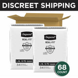 Depend Real Fit Adult Diapers, Incontinence Underwear for Men, Disposable, Maximum Absorbency, Large/Extra Large, Black, 68 Count, Packaging May Vary