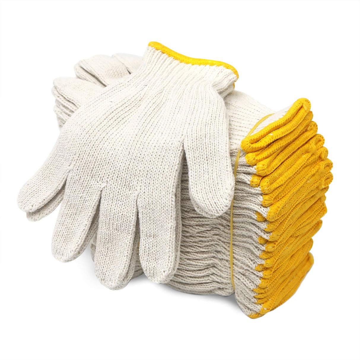 Evridwear Cotton Polyester String Knit Shell Safety Protection Work Gloves for Painter Mechanic Industrial Warehouse Gardening Construction Men & Women 12 Pairs, no Dots, Small Size