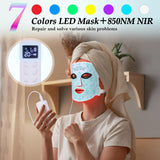 biuufish Red Light Therapy for Face, 7＋1 Colors LED Face Mask Light Therapy with 850NM Near-infrared, Portable Rechargeable Red Light Therapy Mask Skin Care Device at Home and Travel for Anti-Aging