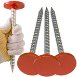 POSEOFFR 8 inch Rebar Survey Stakes, Heavy Duty Galvanized Stake, 2.4 inch Orange Head, 4 Pack
