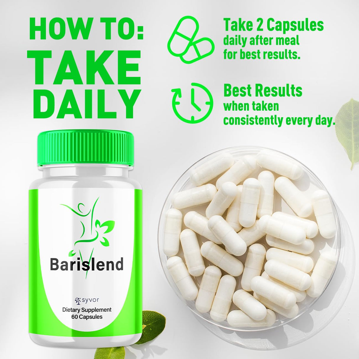 Barislend Capsules, Official Barislend Pink Salt Pills with All Natural Ingredients, Bari-Slend Advanced Formula Vitamin Pills for Health and Wellness Supplement for Men and Women (60 Capsules)