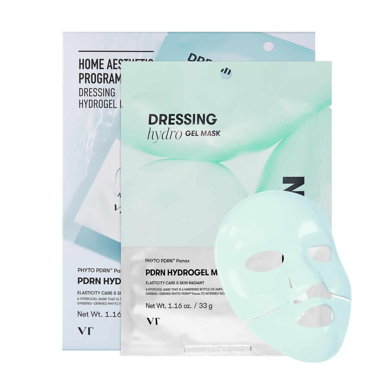 VT COSMETICS PDRN Hydrogel Mask(33gx4ea), Intensive Nourishing & Rejuvenating Overnight Mask, Skin Repair, Elasticity Boost, Hydrating & Plumping, Korean Skincare