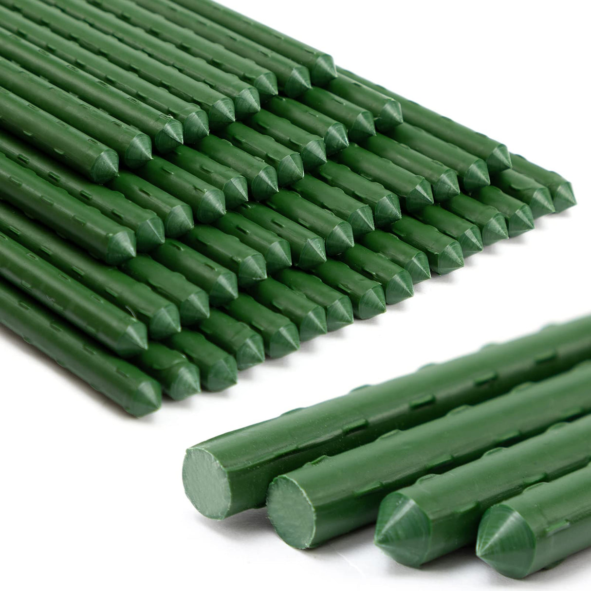 ROMODEN Garden Stakes 48'' Plant Sticks, 50PCS Plastic Coated Steel 4ft Plant Stakes Support for Growing Climbing Plants, Tomato Stakes Gardening Supplies