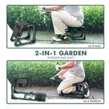 Tcoivs Knee Seat, Foldable Garden Kneeler and Seat, with Adjustable Kneeling Pad and Soft Seat Cushion, Supports Up to 350 LBS