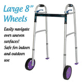 Top Glides 8" Off-Road Walker Wheel Kits with Flexfit Universal Ski Glides (Purple)