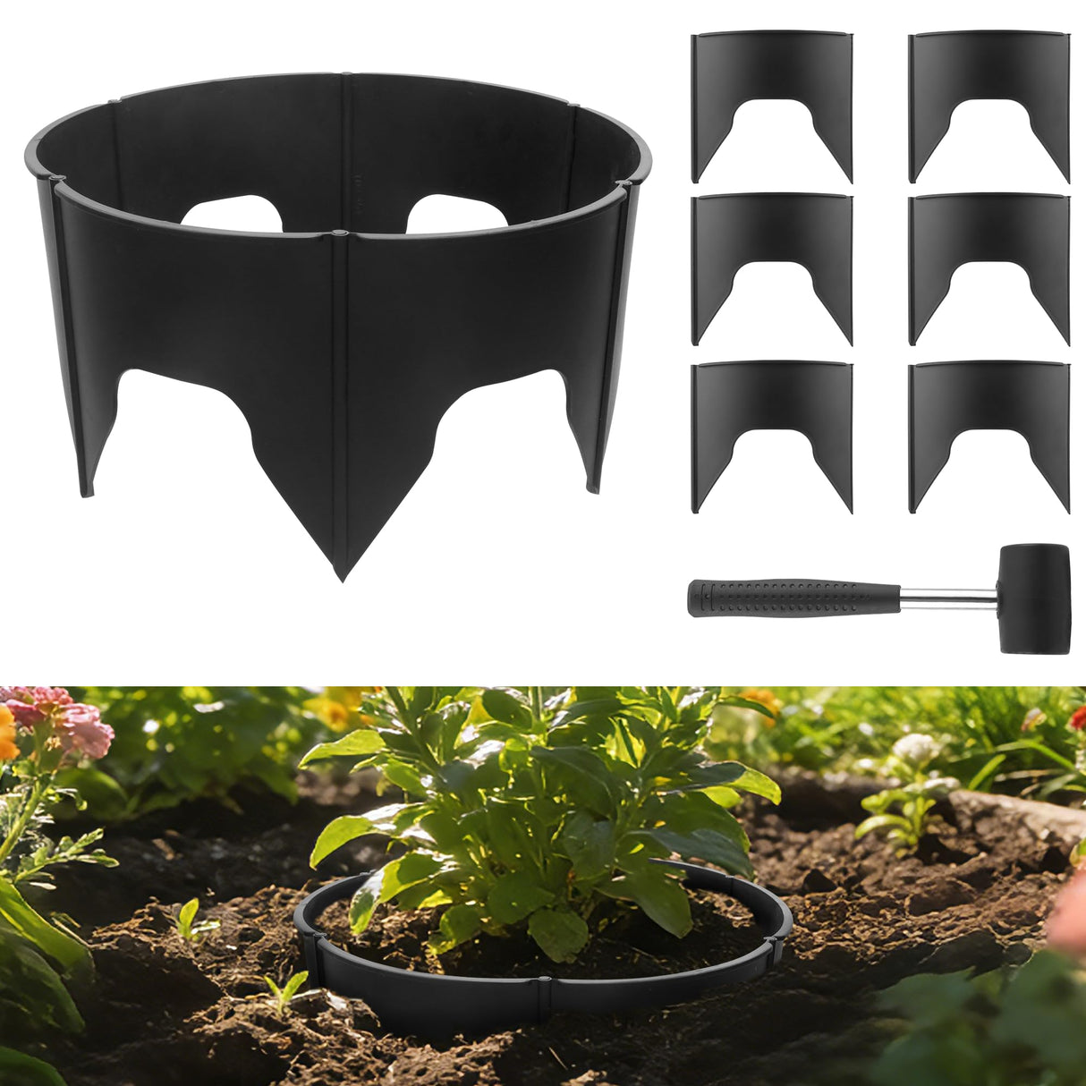 Anothera 48 Pieces Black Planting Grow Rings Diameter Range 8.2-15.7 Inches