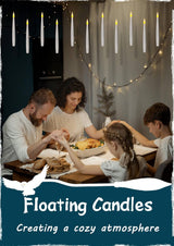 Leejec Floating Candles with Magic Wand Remote (6/18H Timer), 20pcs 6.1” Hanging Flameless Taper Candles, Flickering Warm Light, Halloween Christmas Classroom Windows Wedding Party Decor(White)