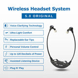 TV EARS Analog Wireless Headset System, Wireless Headset, Ideal for Seniors & those with Hearing Difficulties, Plug N' Play RF Transmitter with Earbuds, Compatible with Analog TV - 5.0GHz