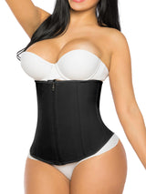 YIANNA Latex Waist Trainer for Women Tummy Control Zipper Underbust Waist Cincher Corset Hourglass Body Shaper Sport Girdle, YA2219-Black-M