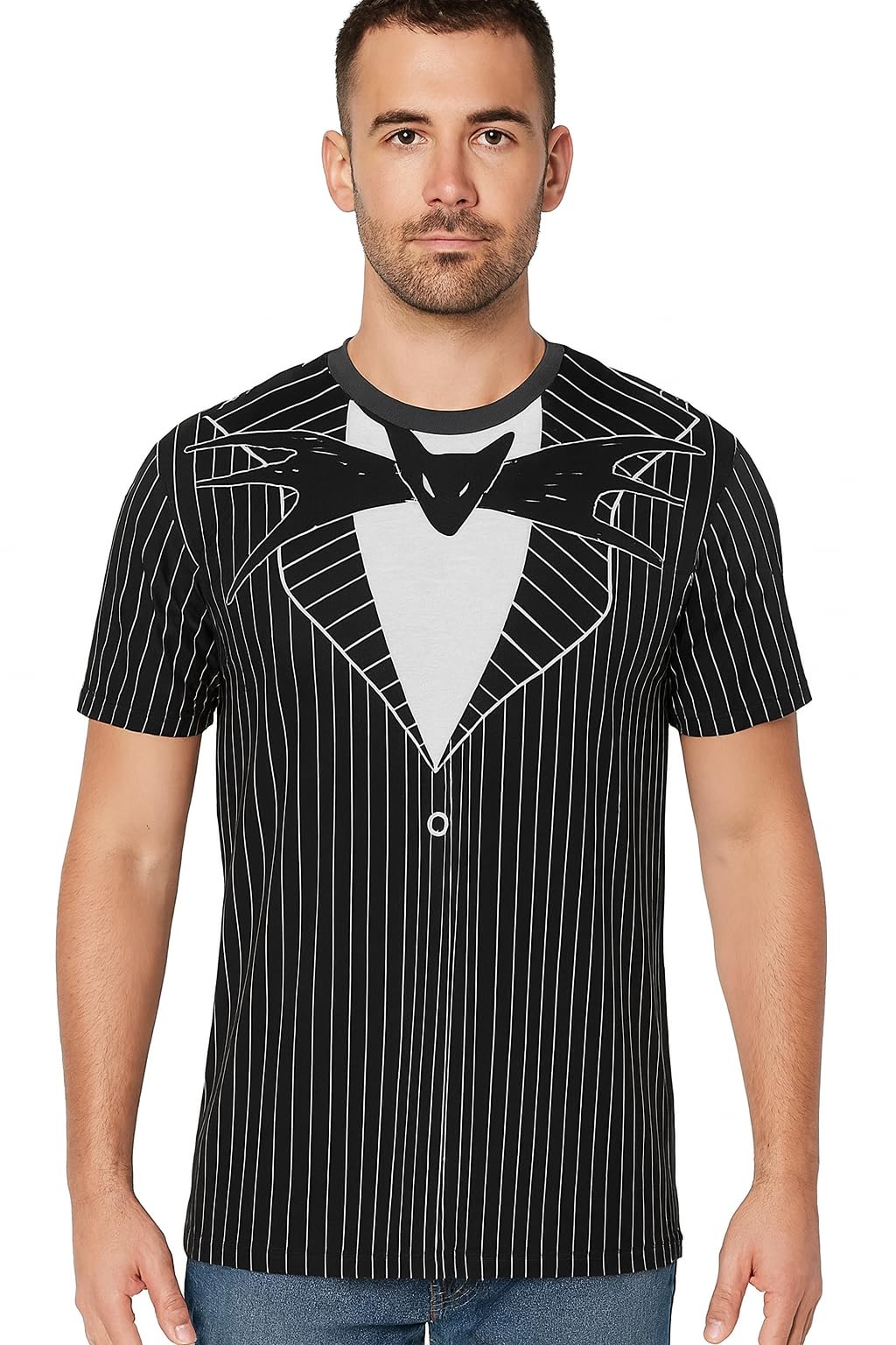 Disney Nightmare Before Christmas Jack Skellington Costume Suit T-Shirt(LG, Front/Back) Black