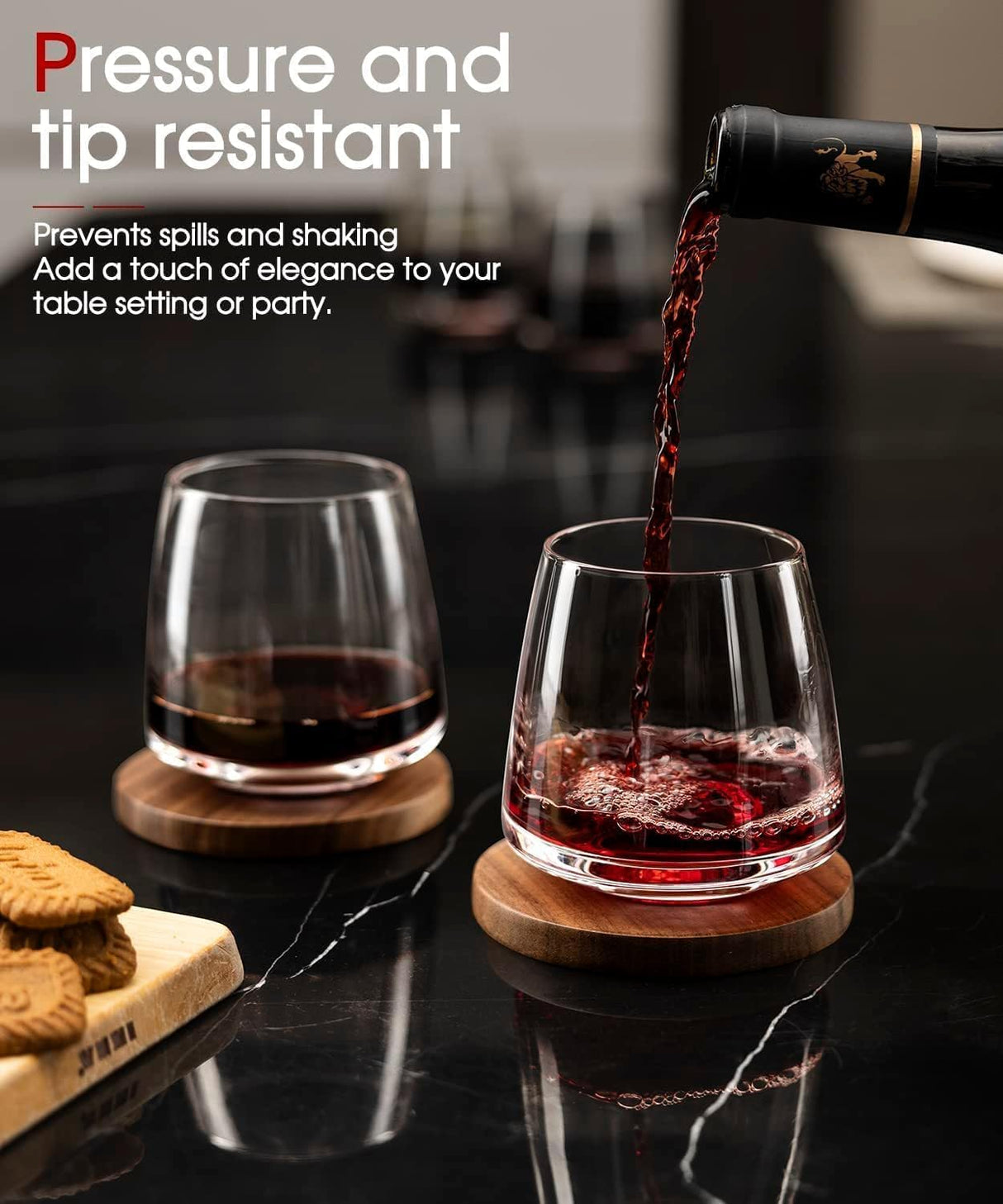 Stemless Wine Glasses Set of 4 13.5oz, Hand Blown Red White Wine Glasses Unique Gifts for Him Her for Birthday, Wedding, Christmas, Anniversary