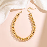 WOWORAMA Chunky Gold Beaded Necklace for Women Large 18MM Flat Abacus Bead Necklaces Metallic CCB Statement Necklace Trendy Chunky Choker Fashion Jewelry
